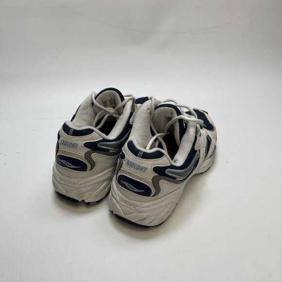 Y2K VTG Saucony Chunky Dad Sneakers Running Shoes Retro White / Blue Wom 8 Read - Picture 2 of 16